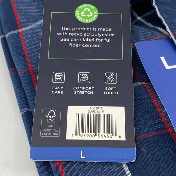 Chaps Blue & White Plaid Long Sleeve Button-Up Shirt | Size L - Picture 5 of 7